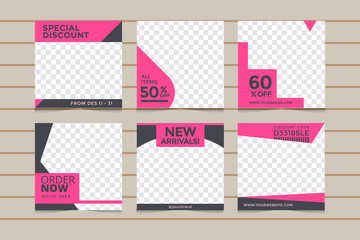 Set modern square editable banner template. Suitable for social media post and web,internet ads. Vector illustration with photo college.