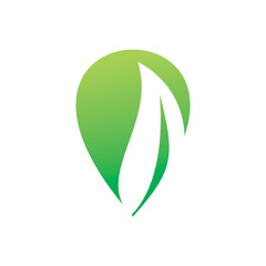 green nature leaf pin shape logo design