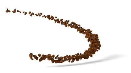 instant coffee granules on white background. 3d illustration