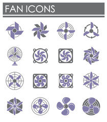 Fan icons set on background for graphic and web design. Creative illustration concept symbol for web or mobile app