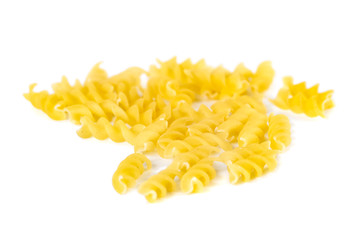 Group of macaroni pasta on white background