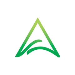green nature triangle color line logo design