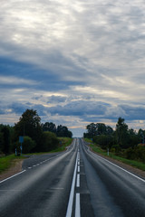 Sunny blue sky with white clouds during morning. Beautiful summer spring open view