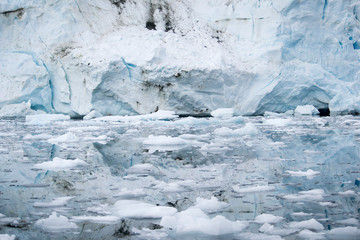Broken melting pieces of ice at Antarctic peninsula, stunning icy scenery landscape in Antarctica