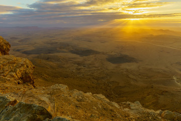 Sunrise view of Makhtesh (crater) Ramon