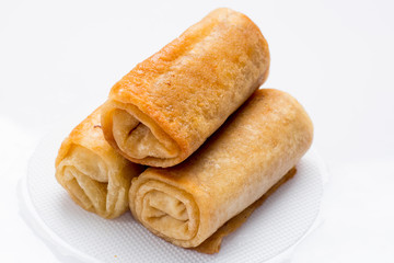 spring rolls on a white background