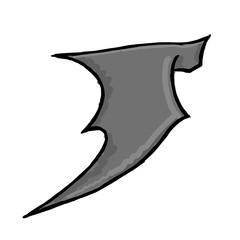 Monochrome hand drawn concept of a flying bat.