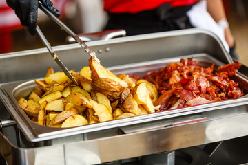 Composition of meats. Traditionally smoked meats in a composition