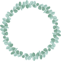 Fototapeta premium Round frame made of eucalyptus leaves