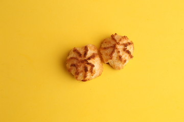 small coconut cake in color background