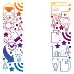 Digital marketing pattern with vector icons. Management, start up, business, internet technology.
