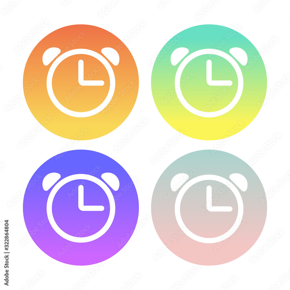 Poster alarm icon vector. simple flat symbol. illustration pictogram on a gradient circles background