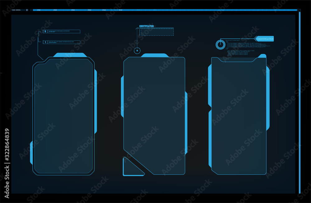 Poster warning frame. abstract tech design blue and red futuristic frame in modern hud style background. ab