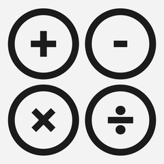 Fototapeta premium Dark web button with math symbols. Round shapes on white background. 10 eps
