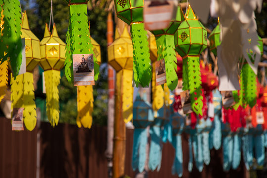 chinese lanterns at bazaar in Thailand 