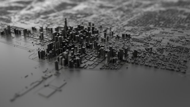 3d illustration of chicago city with white material.