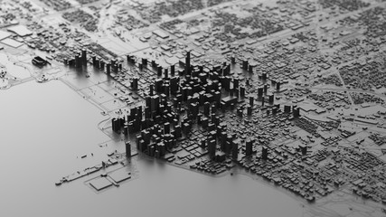 3d illustration of chicago city with white material. - obrazy, fototapety, plakaty
