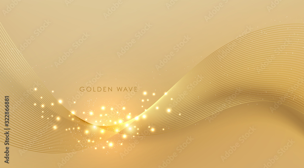 Poster abstract shiny color gold wave design element