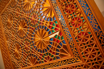 Photo of artisans workshop in Sheki, Azerbaijan. Shabaka Azerbaijan traditional stained glass...
