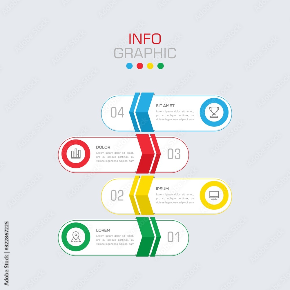 Fototapete business data visualization. infographic element with icons and options or steps. can be used for pr
