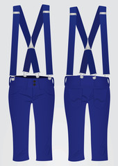 Blue short pants with suspenders. vector