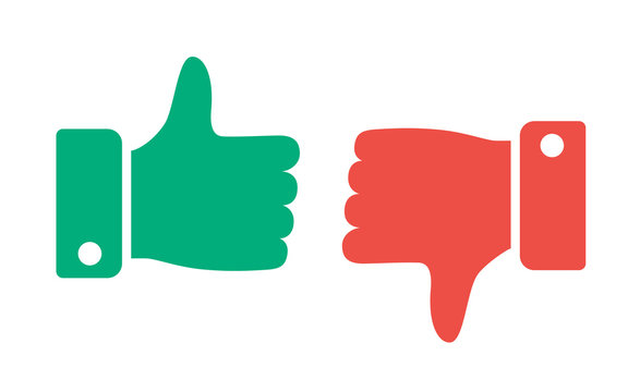 Thumbs up and thumbs down, like and deslike symbos.