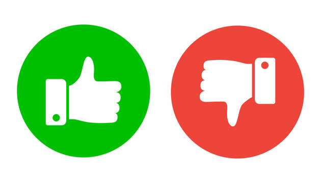 Thumbs up and thumbs down, like and deslike symbos.