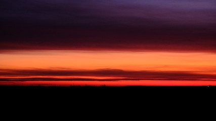 Sunrise over the village on an early frosty morning