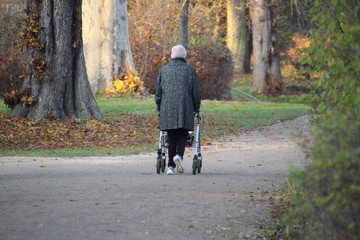 Alte Frau mir Rollator 