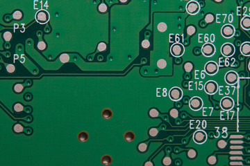 close-up of a green circuit board