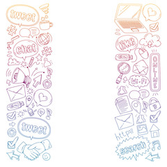 Social media, business, management vector icons. Internet marketing, communications.