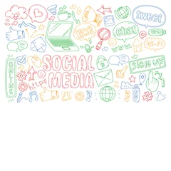 Fototapeten Social media, business, management vector icons. Internet marketing, communications. © rudut2015