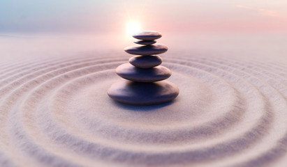 Zen-like balanced stones in stack. Harmony and meditation concep - obrazy, fototapety, plakaty