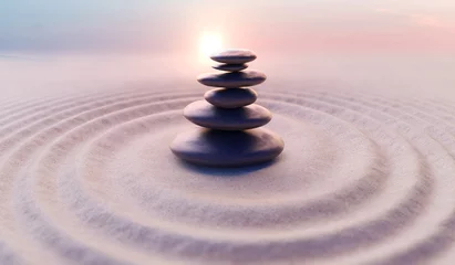Foto op Canvas Zen-like balanced stones in stack. Harmony and meditation concep © vchalup