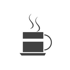 office hot coffee cup breakfast silhouette on white background