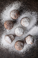 Fototapeta premium Tasty chocolate muffins. Sweet cupcakes.