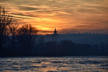 Naklejka premium River Vltava in winter - Prague Czech republic