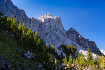 Mala Mojstrovka mountain in Triglav natural park in Slovenia