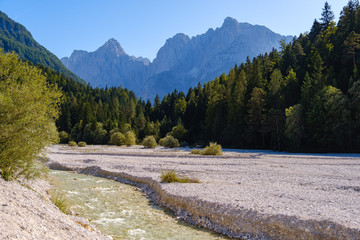 Pisnica mountain river in Kranjska Gora Slovenia