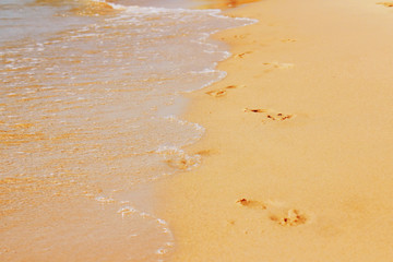 Water reflection of people. Mediterranean sea. Tourism, rest and activities concept.