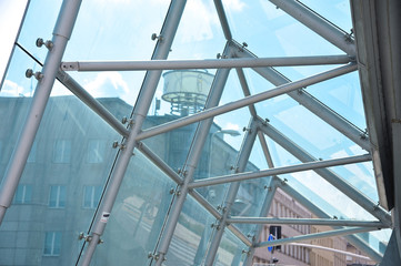 Arc polycarbonate canopy and reinforced concrete construction