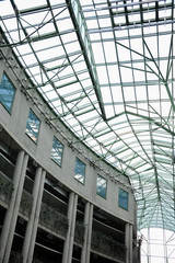 Arc polycarbonate canopy and reinforced concrete construction