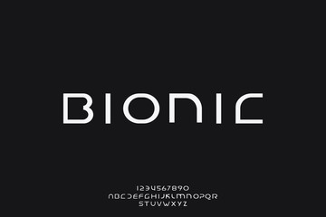 Bionic, an abstract technology science alphabet font. digital space typography vector illustration design