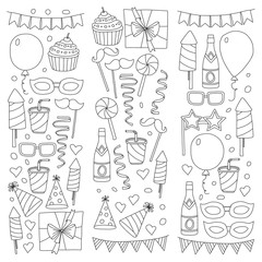Vector pattern with bithday icons. Holiday and celebration.