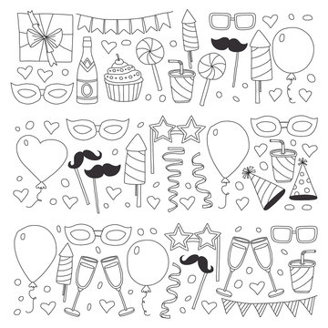 Vector pattern with bithday icons. Holiday and celebration.