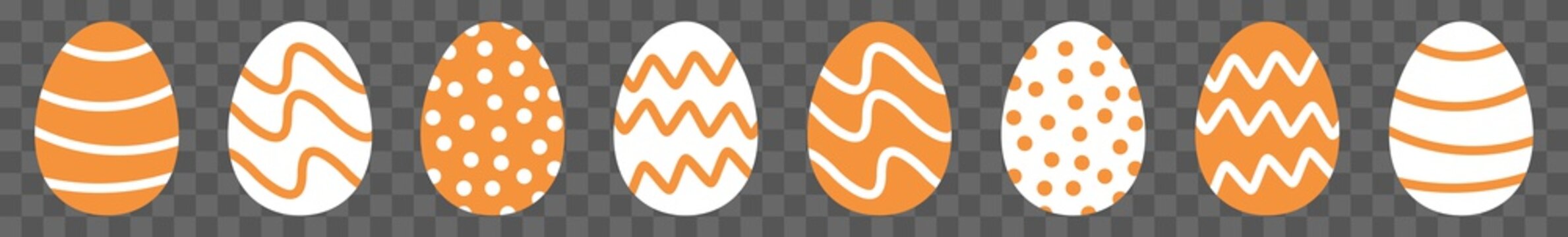 Easter Egg Icon Orange | Painted Eggs Illustration | Happy Easter Hunt Symbol | Holiday Logo | April Spring Sign | Isolated | Variations