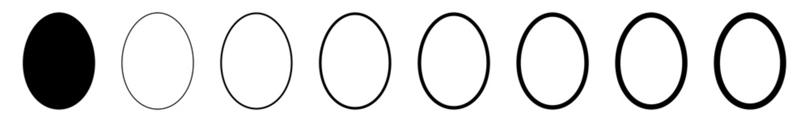 Easter Egg Icon Black Line | Painted Eggs Illustration | Happy Easter Hunt Symbol | Holiday Logo | April Spring Sign | Isolated | Variations