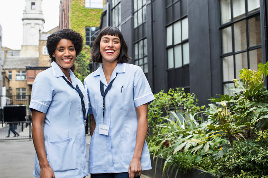 Portrait of two women in healthcare industry, East London, Great Britian