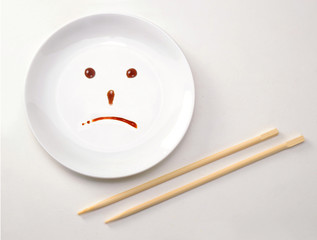 Crisis en los restaurantes chinos,plato vacio