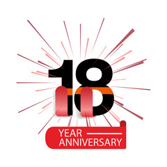 Fototapeta premium 18 Year Anniversary Vector Template Design Illustration